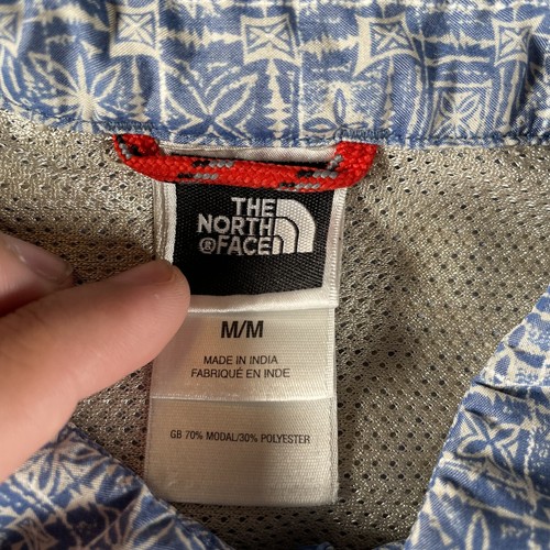 North Face Hemd Herren mittelblau weiß Kurzarm Knopfleiste Outdoor Print - Bild 2 von 7