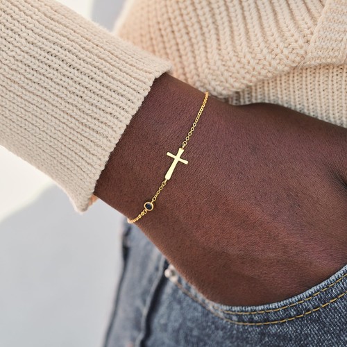 Birthstone Cross Bracelet for Women – Christian Gifts Birthday Gifts for Women, - Picture 3 of 7