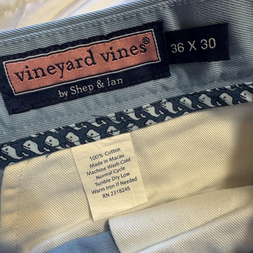 Vineyard Vines Pants Mens 36x30 Light Blue Chino Flat Front Casual Preppy Golf - Picture 9 of 9