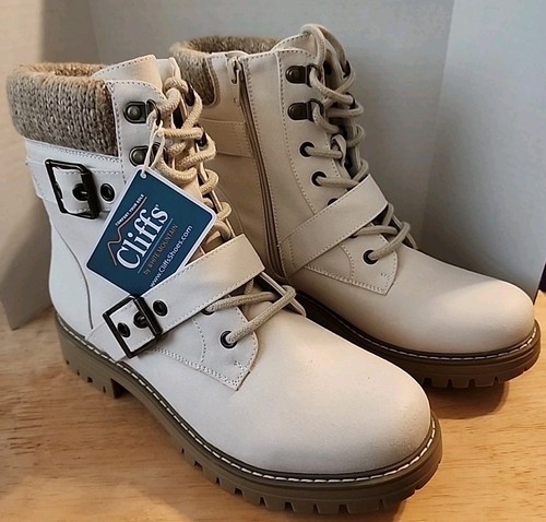Cliffs by White Mountain Damenschuhe Größe 9 W cremefarbener bequemer modischer Schnürstiefel - Bild 1 von 10