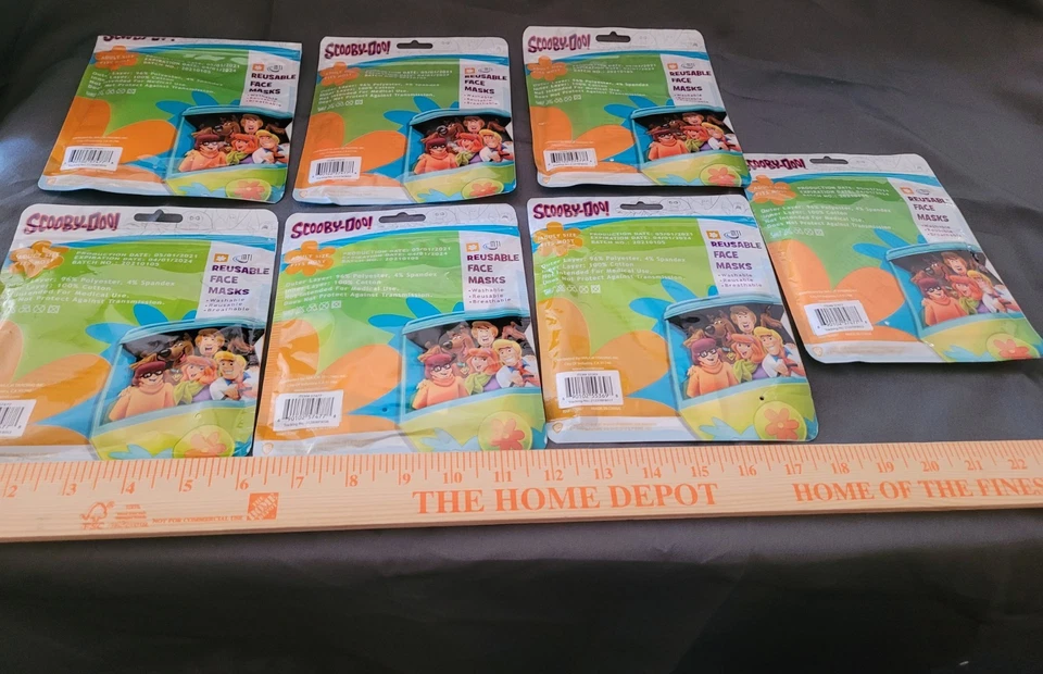 7 Pkg Scooby -Doo Adult SZ Reusable Face Masks DIFFERENT DESIGNS RARE NIP - Image 4 of 4