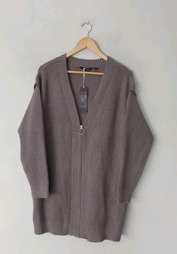 Brenda Edwards zipped Cardigan Grey Knitted Medium Chest 40" NEW QVC