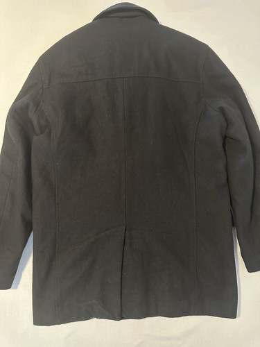 Vintage Y2K Guess Double Breasted Coat Peacoat Jacket Mens Large Black Wool - Picture 11 of 17