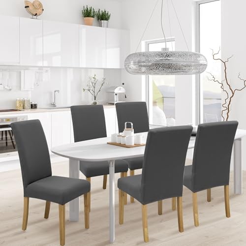 Dining Chair Cover,Dining Room Chair Covers Set of 2,Stretch Kitchen 2PCS Grey - Picture 3 of 7