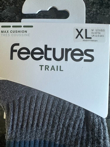 Feetures Trail Crew Socks - 3 Pack, XL (Men's 12.5 - 15.5) Max Cush. - Picture 2 of 6