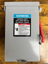Siemens GF321NA Safety Switche GF 3P 30A 240V 50/60Hz 3Ph Fusible 4Wire NEMA 1