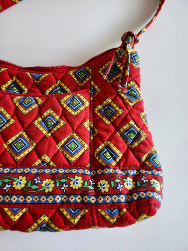 Vintage Vera Bradley Red Blue Quilted Small Purse/Bag Boho Diamond Pattern - Picture 5 of 13