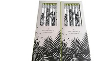 Galison Patterned Pencils Kids Set Of 2 Boxes 8 White Leaf Modern Nature Print
