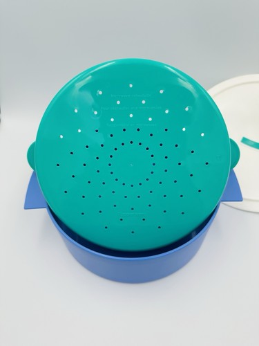 Tupperware 7” Mini MICRO STEAMER Round Microwave Cooker 3 piece 3220 3221 3222 A - Picture 6 of 8