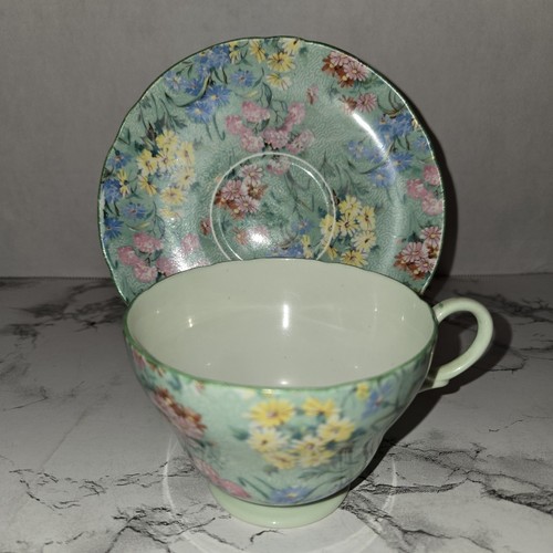 Vintage Shelley Teetasse & Untertasse Melodie Chintz Granny Chic Blumen Pastell LNC Rarität - Bild 1 von 9