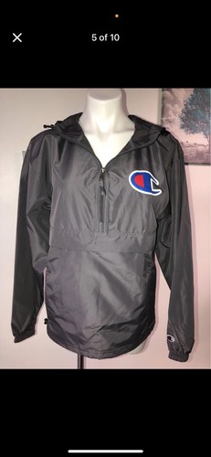 Champion Hooded 1/4 Zip Thin Windbreaker Jacket Size S Mens Excellent Condition - Picture 5 of 10