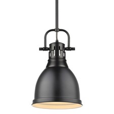 Golden Lighting 3604-S-BLK Duncan 1 Light 9"W Mini Pendant - Black / Matte Black