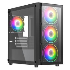 Vida Lucid Black ARGB Gaming Case w/ Glass Front & Side, Micro ATX, 4x ARGB