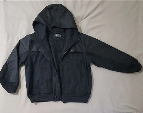Filson x Pendleton Men's XL Black Wool & Tin Cloth Full Zip Hooded Jacket image 3