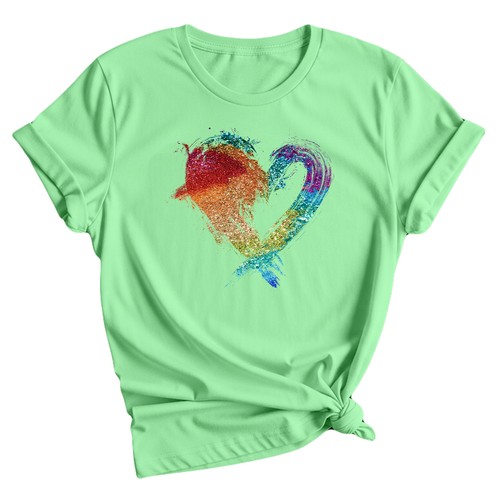 Rainbow Glitter Pattern Womens T-Shirt Abstract Sparkle Graphic Tee - Picture 29 of 38