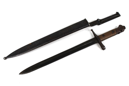 Vintage WWI Italian M1891 Truppe Speciali Bayonet with Metal Scabbard B9346
