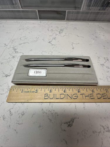 Vintage Cross Classic Chrome 3501 Ball Point Pen And Pencil Set ~ Works Great! - Picture 9 of 10