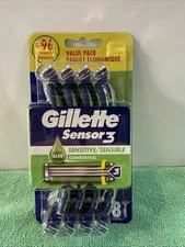 Gillette Sensor3 Sensitive Men's Disposable Razor, Comfortgel Technology - 8 Ct