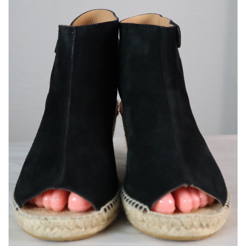 Bettye Muller Black Suede Espadrille Wedge Sandal Womens 11 (42) Ankle Strap - Picture 3 of 8