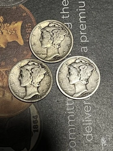 X2 1924-D & X1 1924-S Mercury Dimes Fine-Very Fine Conditions
