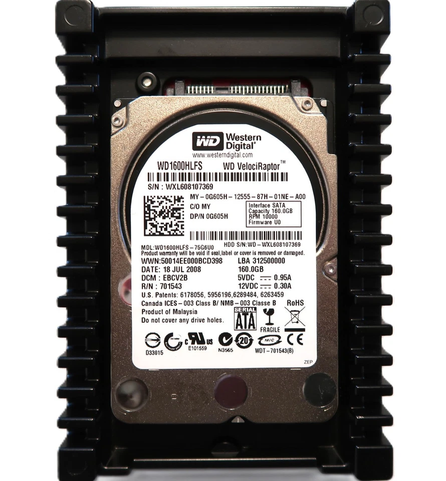 WD WD1600HLFS-75G6U0 DCM:EBCV2B Malaysia 10k 16MB 3Gb/s 3.5" 160gb Sata HDD 2008 - Image 2 of 2