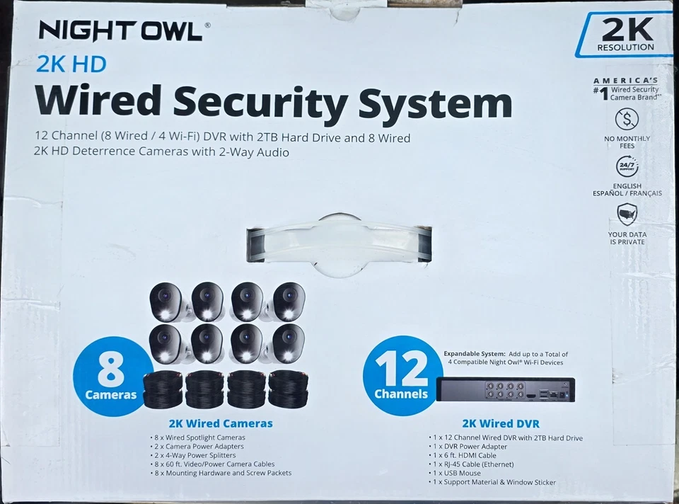 Night Owl 2K HD Wired Security System, 8 Cameras with 2 Way Audio, 2TB Harddrive - Image 2 of 4