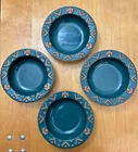 Frankoma Set of 4 Cereal/Soup Bowl Thunderbird Southwest Style Forrest Green