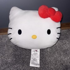 Sanrio Hello Kitty Face Cushion Red Bow Plush Pillow Jumbo Sized Bed Decor