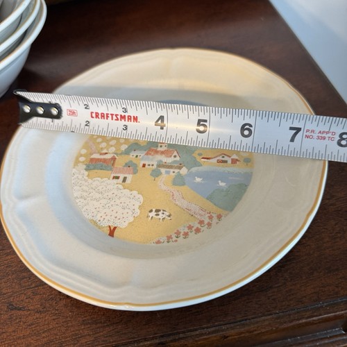 Brick Oven Stoneware Farm Scene Plate And Bowls - Set Of 5 - Picture 4 of 15