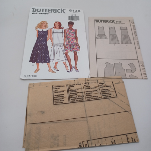 Abito pullover Butterick B6138 modello cucito Misses 1992 taglia facile XS-M non tagliato - Foto 5 di 7