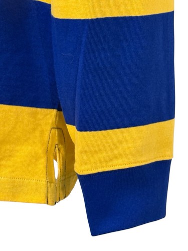 Polo Ralph Lauren Herren Rugby Shirt L gelb blau Streifen Strick Stretch Classic Fit - Bild 4 von 9