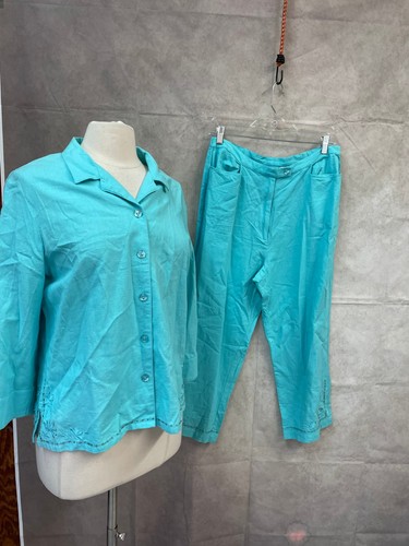 Sag Harbor 2 Piece Set Blue Pants and Shirt Size 14