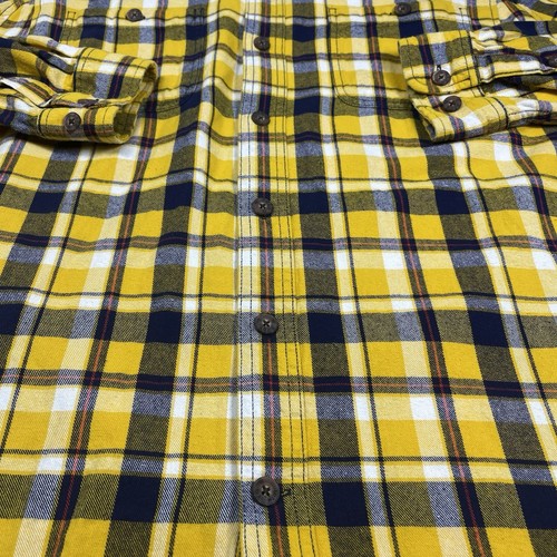 Duluth Trading Flannel Shirt Mens M Yellow Plaid Button Up Long Sleeve Workwear - Picture 5 of 12