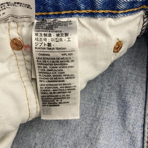 Levis 501 '93 Jeans Mens 33x34 Straight Leg Light Wash Denim Distressed Red Tab - Picture 9 of 17