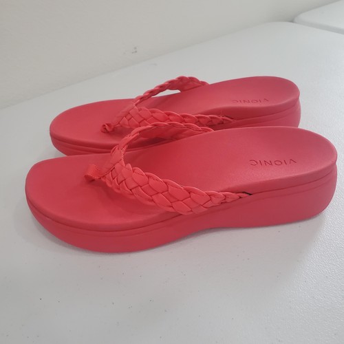 Vionic Kenji Shoes Womens Size 9 Red Platform Sandals Flip Flops Comfort - Picture 3 of 7