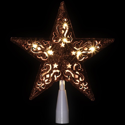 Northlight 8.5" Red Glitter Star Cut-Out Christmas Tree Topper - Clear Lights - Picture 3 of 6