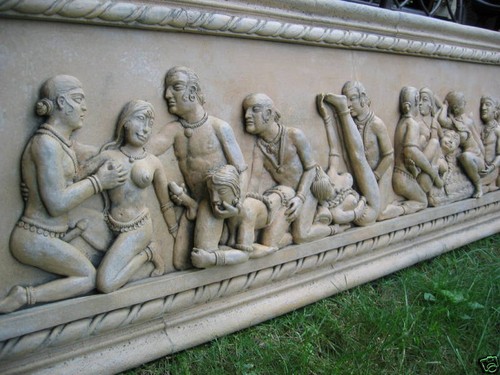 Antiguo indio Kama Sutra erótica placa de pared de piedra azulejos relieve escultura artística - Imagen 4 de 6