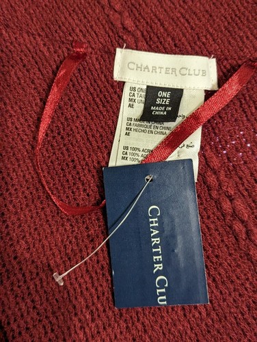 Envoltura de poncho Charter Club tono borgoña negro cierre de botón palanca talla única se adapta - Imagen 4 de 4