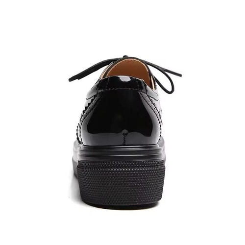 Women Brogue Platform Autumn Patent Leather Black Casual Shoe - Picture 2 of 3