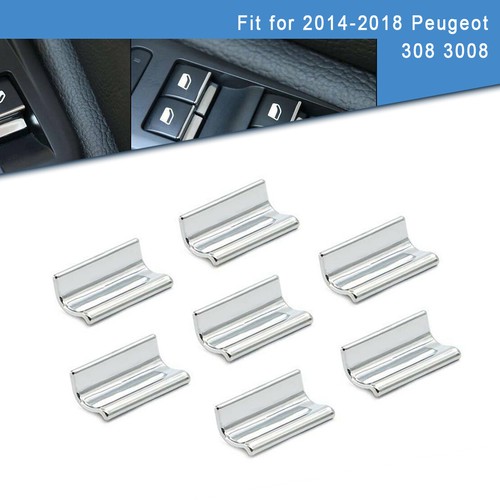 For Peugeot 308 3008 14-18 7x Chrome Inside Door Window Lift Switch Sequin Trim - Foto 1 di 5