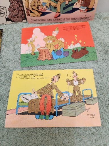 Military Comic 1944 WWII Vintage Postcards Set of 8