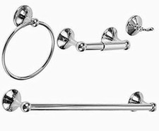 4-Piece Bathroom Hardware Accessory Set With 24" Towel Bar -Chrome Finish