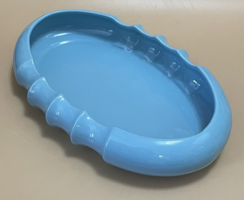 Alamo Pottery San Antonio No. 736 Oval Low Bowl in Blue Circa 1945-1951 - Picture 7 of 13