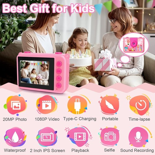 Kids Waterproof Camera - Underwater Camera Birthday Gifts for Girls Boys Childre - Picture 4 of 7