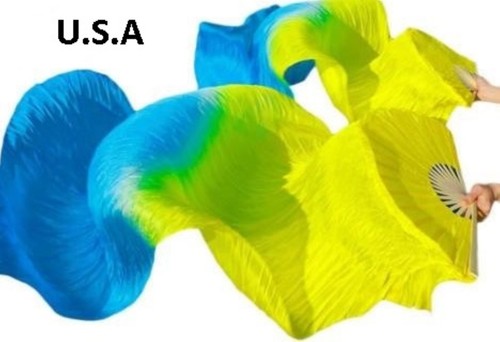 Silk Fan Veils Belly Dance 100% Silk Quick Ship USA Store       FREE GIFT - Picture 1 of 2