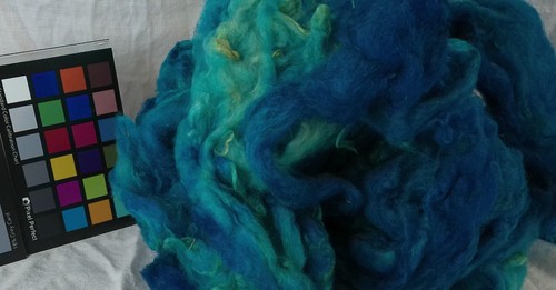 romney varigated Turquoise dyed wool fiber spin weave felt fiber art - Picture 3 of 3