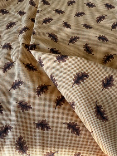 3,25 Yards x 44" Dreamspinner Baumwollstoff Eichenblätter auf Mini Orange Karo