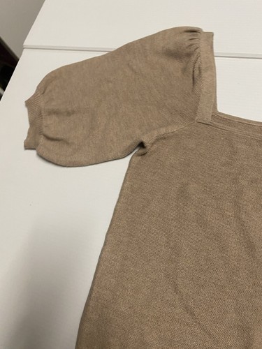 Oxford Jumper Womens 6 Beige Cashmere Blend Knit Square neck Puff 1/2 Sleeve - Picture 4 of 12
