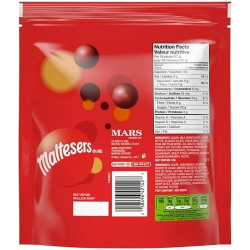 2-Pack Maltesers Chocolate Bag (324g) Milk Candy Bites Bowl Size Made in Canada - Picture 5 of 7