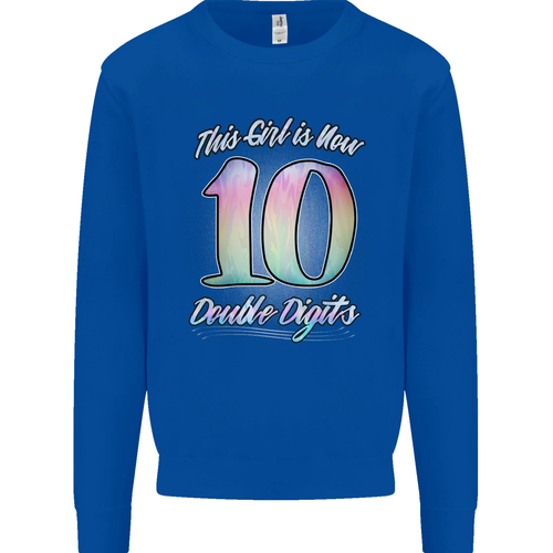10 Year Old Birthday Girl Double Digits 10th Kids Sweatshirt Jumper - Picture 67 of 82